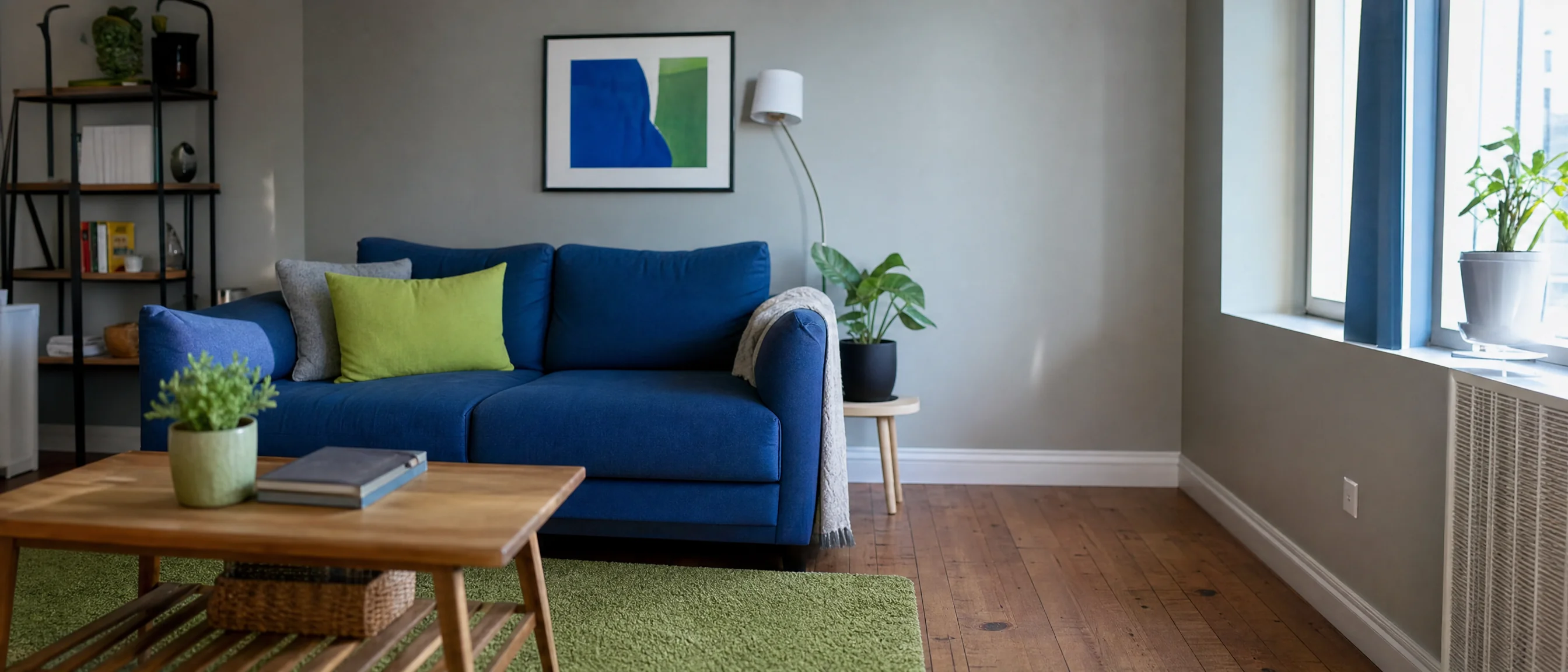 Sala de apartamento mobiliado preparada para anúncio