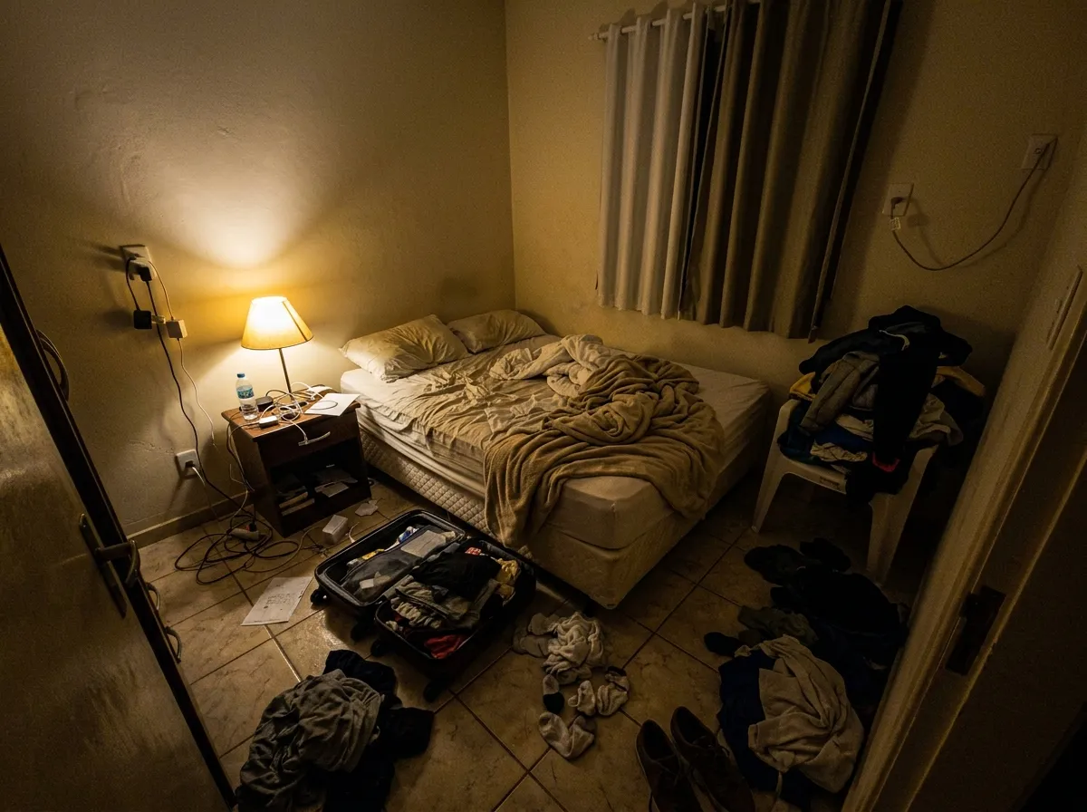 Quarto: exemplo ruim, bagunçado e escuro
